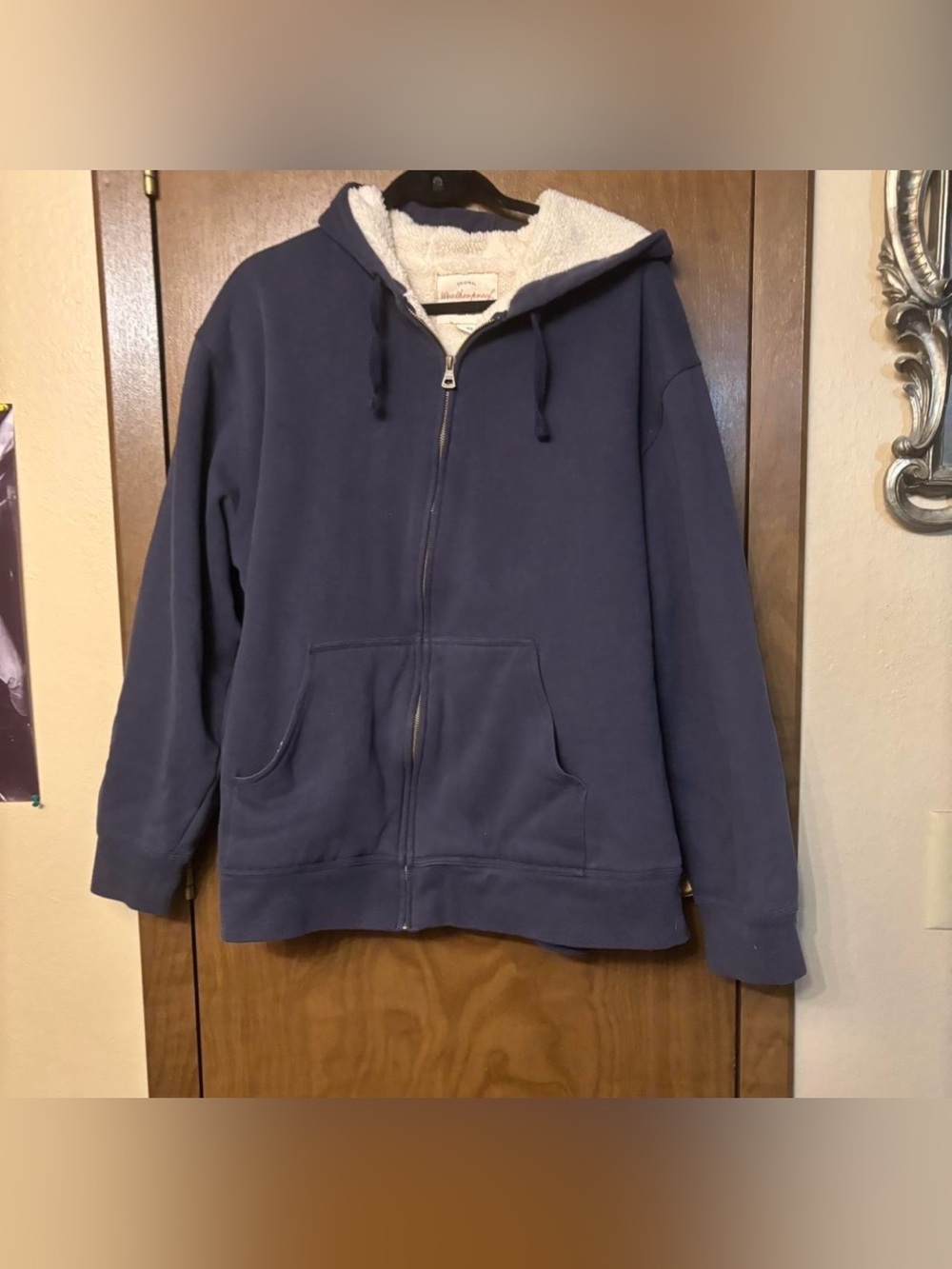 Weatherproof Vintage Navy Blue Fur-Lined Hoodie